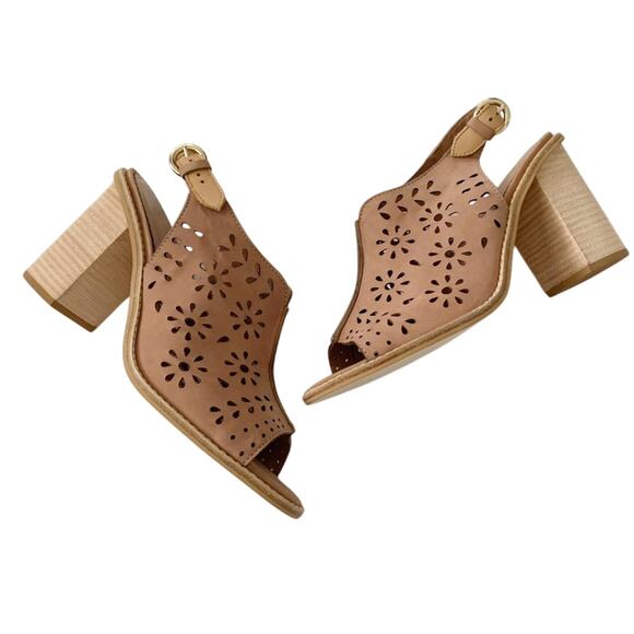 Anthropologie Lucia Cut Out Sandals 8.5 Tan NEW - Picture 3 of 12